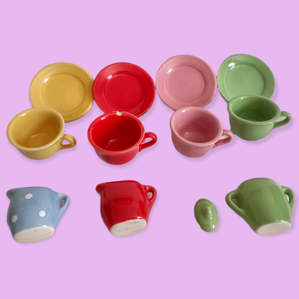 Kids Porcelain Tea Set Miniature Toys Girls Playset Roleplay Tea Time Princess
